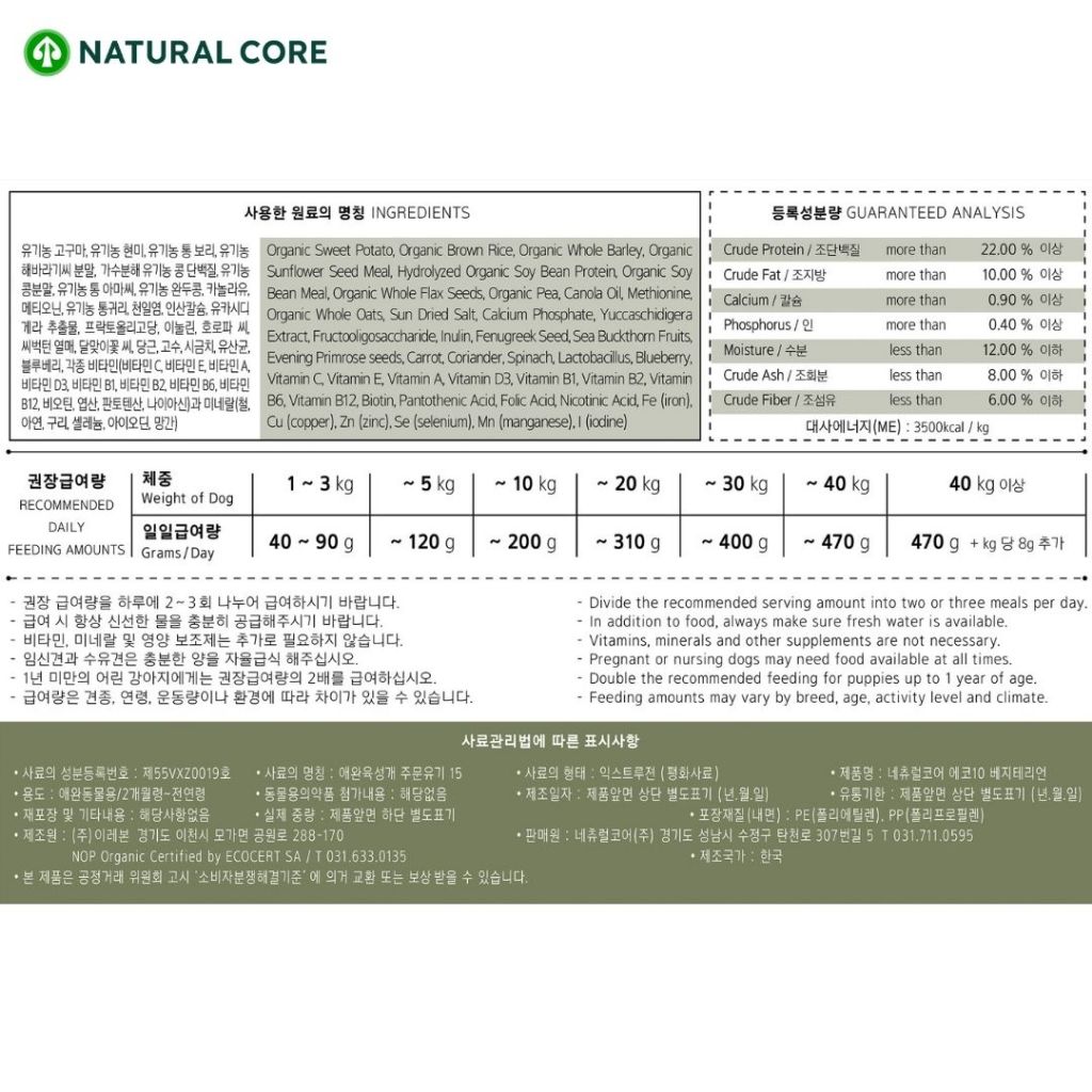 Natural Core ECO10 Vegetarian อาหารเม็ดสุนัข เกรดออร์แกนิก สูตรโปรตีนจากพืช 100% นำเข้าจากเกาหลี🇰🇷 - รูปที่ 7