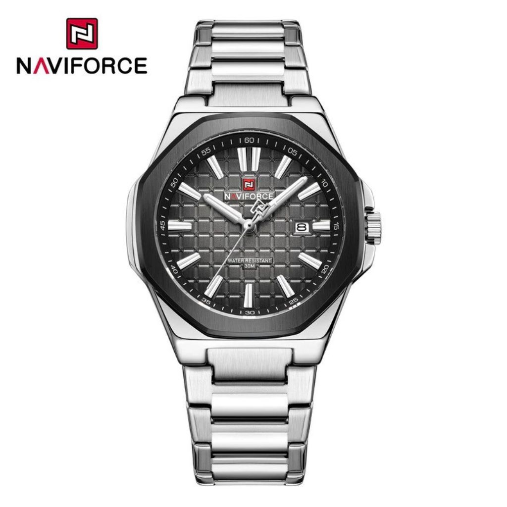 NAVIFORCE นาฬิกาข้อมือผู้ชาย รับประกัน 1 ปี ของแท้ 💯% สายสแตนเลส รุ่น 9258