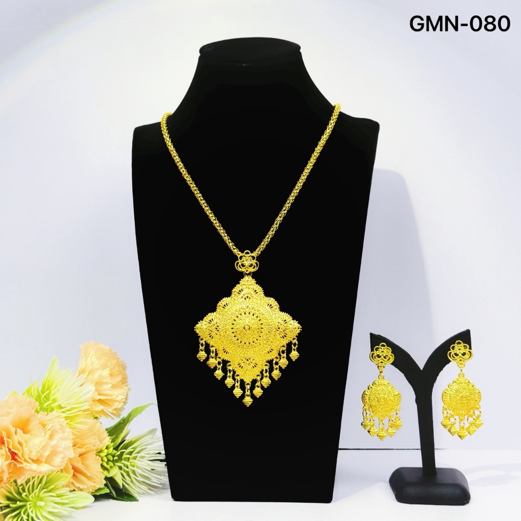 สร้อยชุดไทยดั้งเดิม เครื่องประดับโบราณ งานโลหะชุบเงิน/ชุบทอง สำหรับสวมใส่กับชุดนางรำ