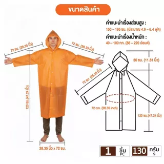 เสื้อกันฝน EVA YAMADA ผลิตจากพลาสติก EVA เกรด AAA กันน้ำได้ 100% คุณภาพสูง