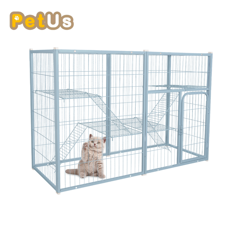 กรงคอนโด กรงสัตว์เลี้ยง กรงสัตว์ขนาดใหญ่ Cat Villa กรงแมว แข็งแรง ทนทาน ซี่ห่าง 3ซม. 140x54x100ซม.