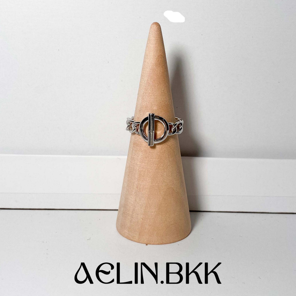 Aelin.bkk แหวนเงิน เคลือบโลหะ สามารถปรับได้ บีบได้ รูปที่ 4