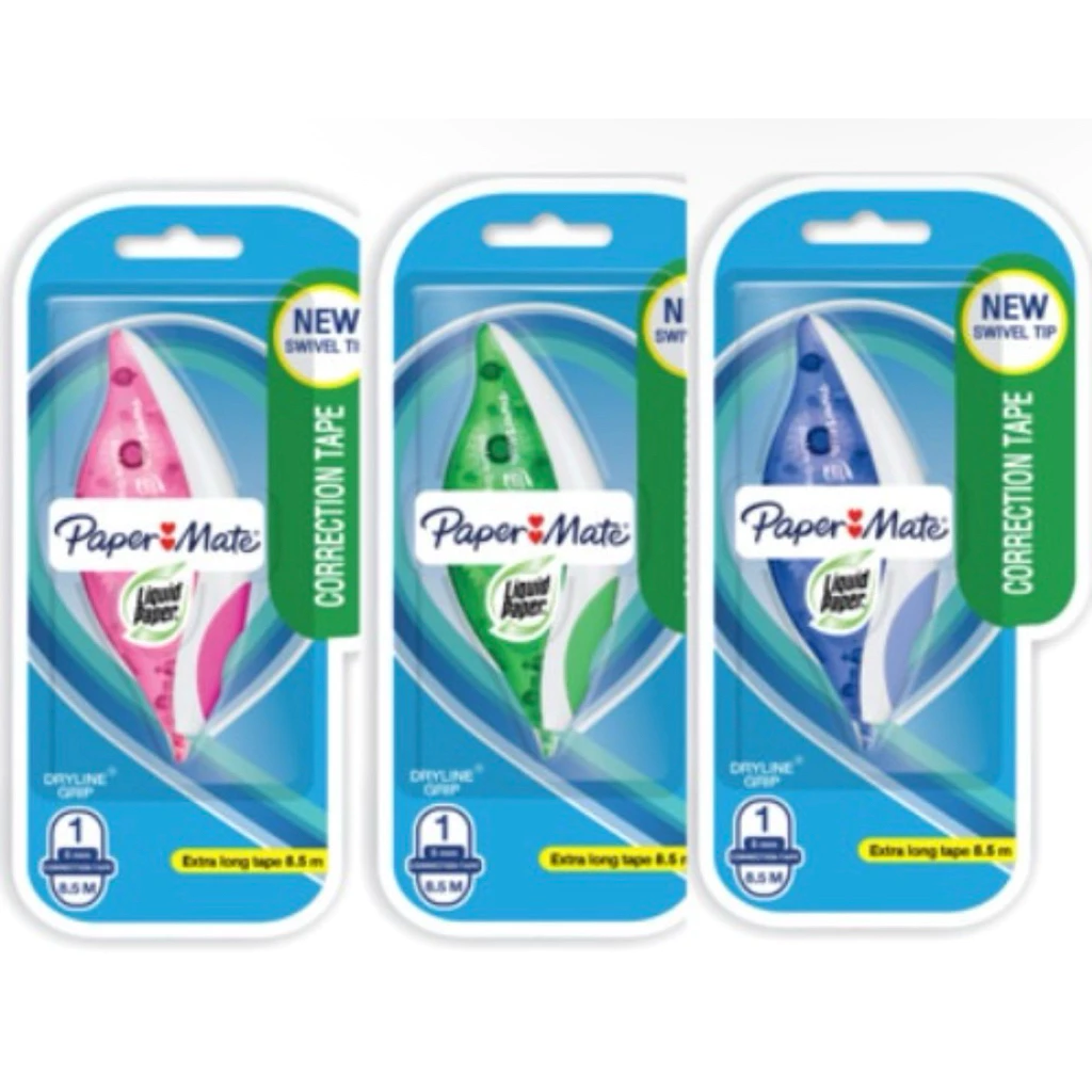แพ็ค 1 ชิ้น PAPERMATE เทปลบคำผิด รุ่น DRYLINE GRIP ขนาด 5มม.× 8.5 ม.