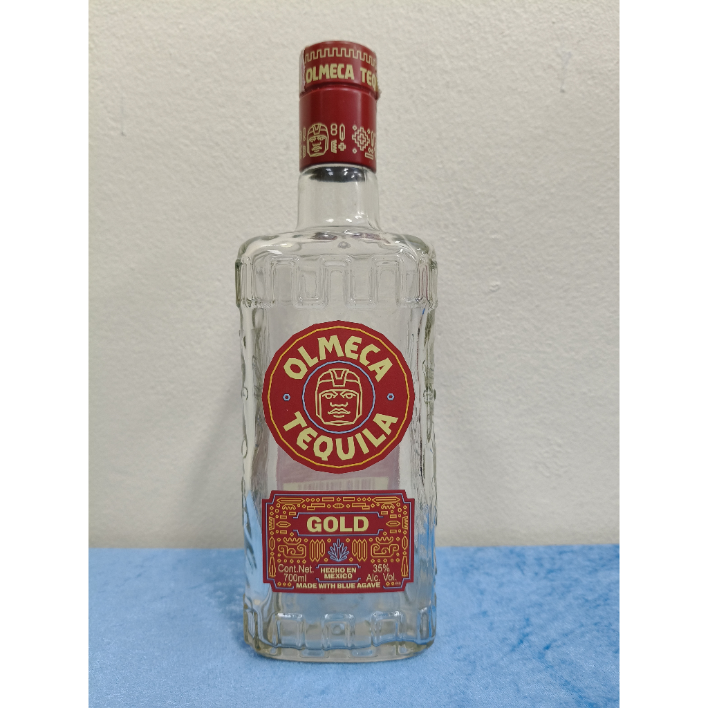 ขวดเปล่า Olmeca Tequila Gold 700 ml สวยพรีเมียม ลวดลายแกะนูนรอบขวดสะดุดตา