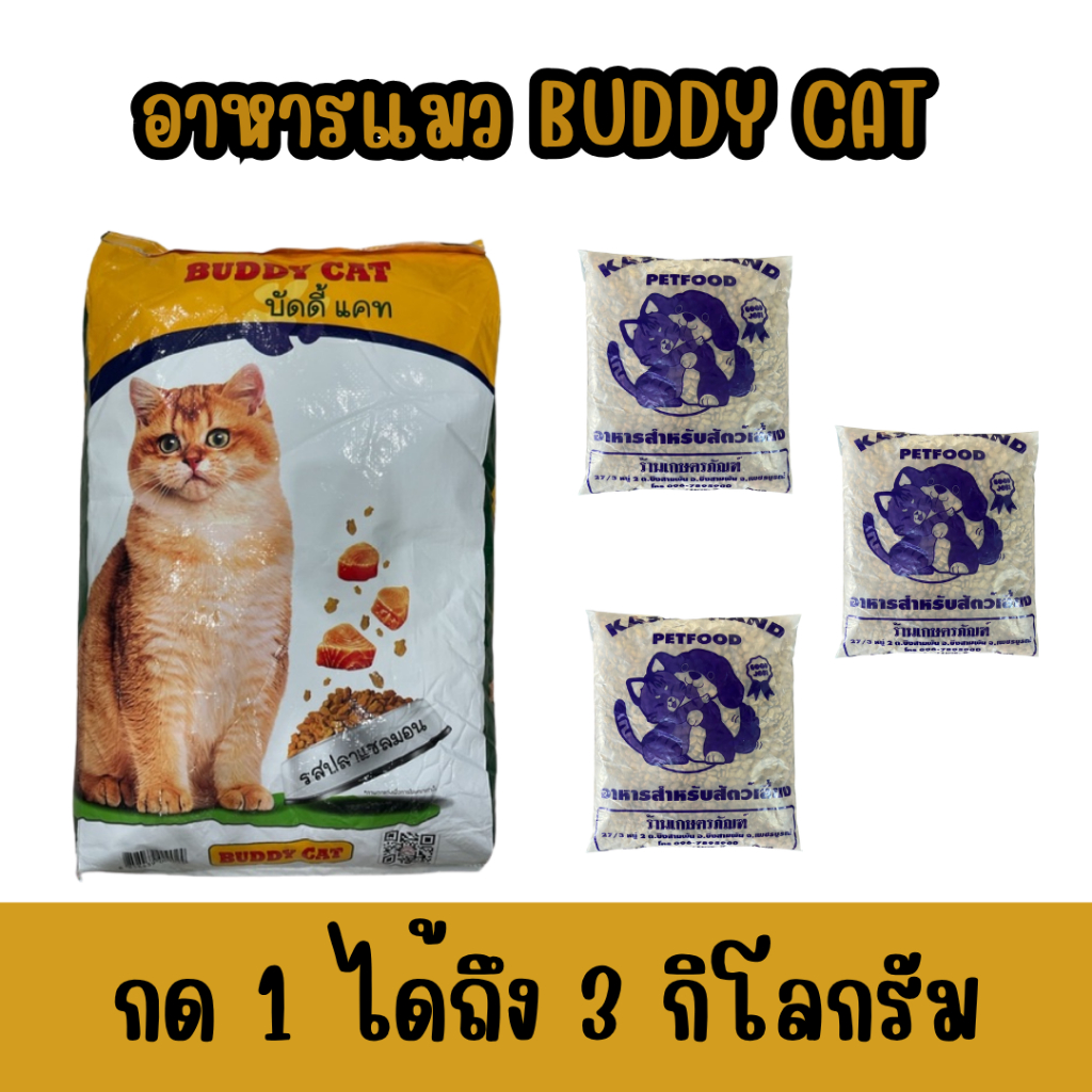(แบ่งกรอก บัดดี้ แคท ) ไม่เค็ม 3 กิโล ราคา 115 บาท อาหารแมว BUDDY CAT รสปลาแซลมอน