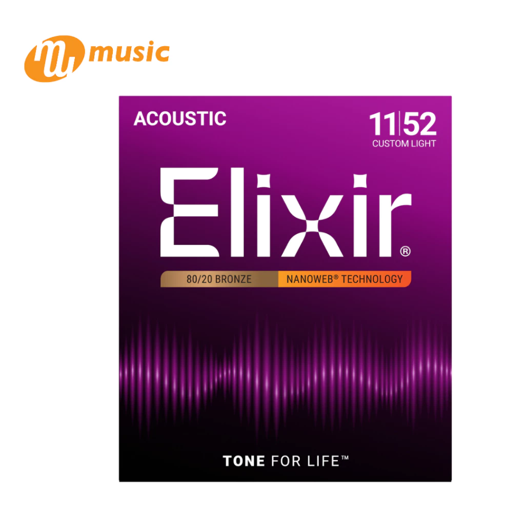(ของแท้) สายกีตาร์โปร่ง ELIXIR AC. 80/20 NANO CUS.LT .011-052 #11027