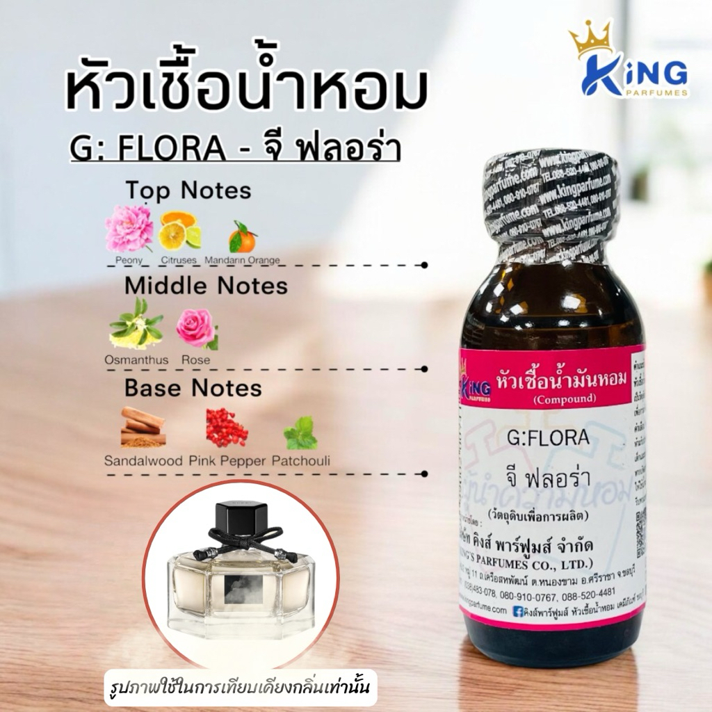 หัวเชื้อน้ำหอมแท้30-100ML.G:FLORA  จีฟลอร่า  น้ำหอม หัวน้ำหอม.