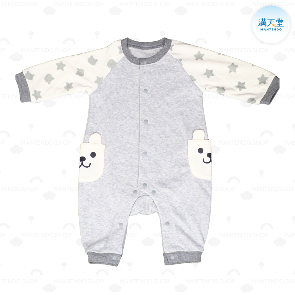 (มาใหม่) พร้อมส่ง!! แบรนด์ญี่ปุ่นแท้ Mantendo ชุดหมีแขนยาวคละลาย :  ขนาด 60-70 CM