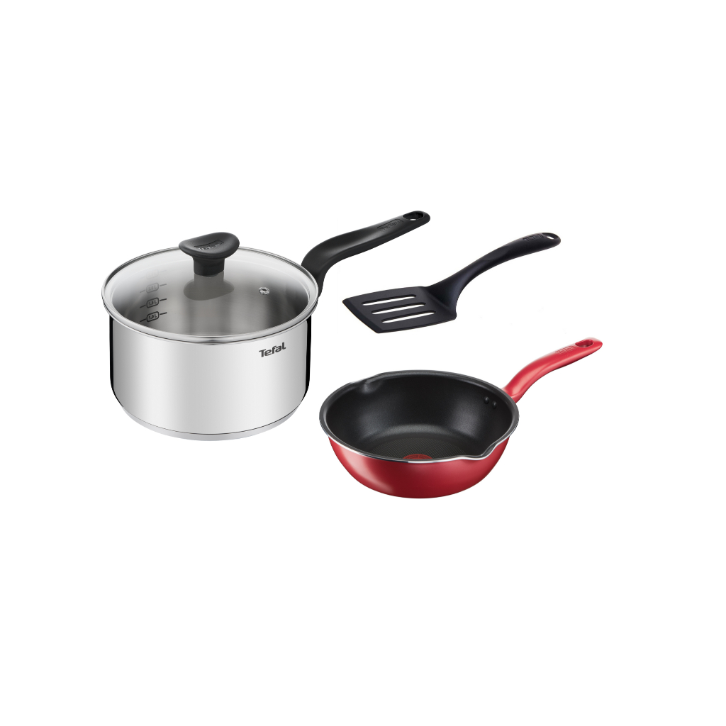 TEFAL ชุดเครื่องครัว 4 ชิ้น super brand day กระทะก้นลึก So Chef 28 ซม. รุ่น G1358696 หม้อด้าม 18 cm.
