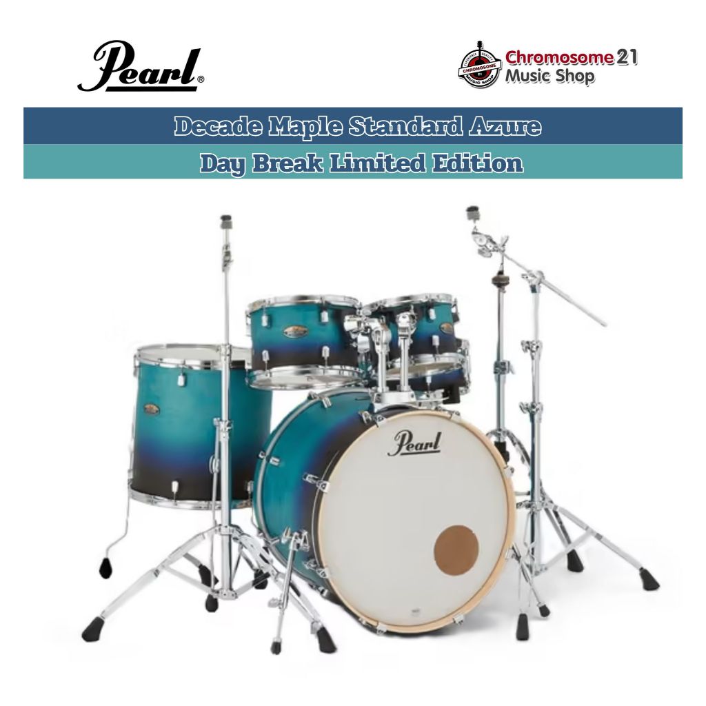 กลองชุด Pearl Decade Maple สี Azure Day Break เสียงไม้เมเปิ้ลแท้ พร้อมชุดขาHardware Pearl คุณภาพสูง