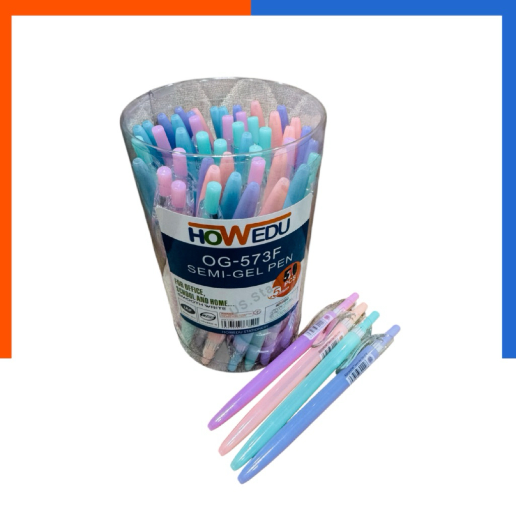 ปากกาลูกลื่น แบบกด  0.5 mm 12ด้าม/50ด้าม EDU OG-573F หมึกน้ำเงินปากกา สีหวาน เขียนลื่น จับถนัดมือ เบ