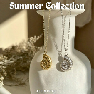 Julie[โค้ด5%]🐚✨สร้อยคอจี้เปลือกหอย สเเตนเลส พร้อมส่ง สีทอง ส…