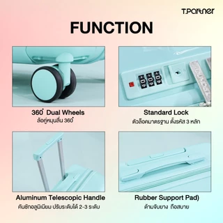 [ประกัน1ปี] Tpartner แท้ กระเป๋าเดินทางล้อลาก Melody สีสุดน่ารัก วัสดุ PC+ABS ผิวเงาสวย แข็งแรง เบา
