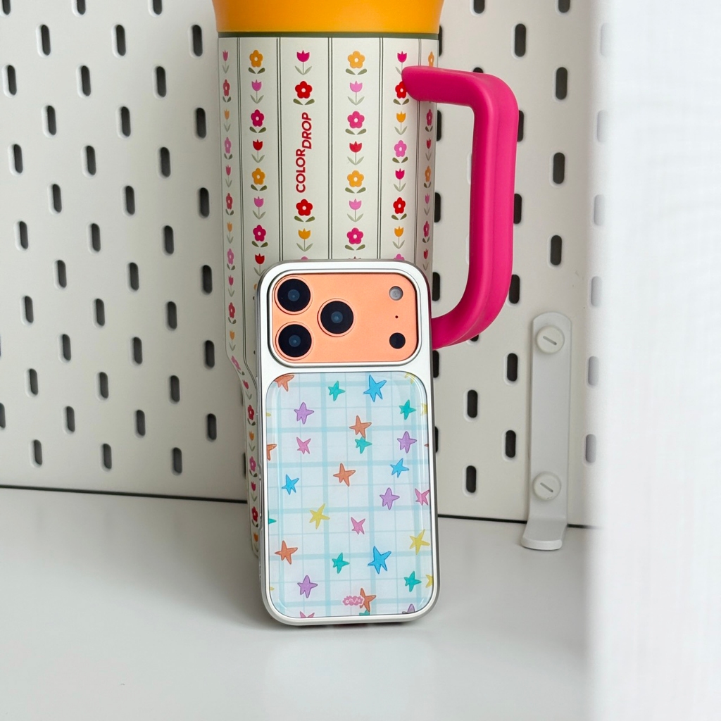 *ไม่มีแม่เหล็ก*amuse stuff-epoxy case little star sliver เคสเคลือบepoxyลายดาวขอบสีเงิน🌝⭐️