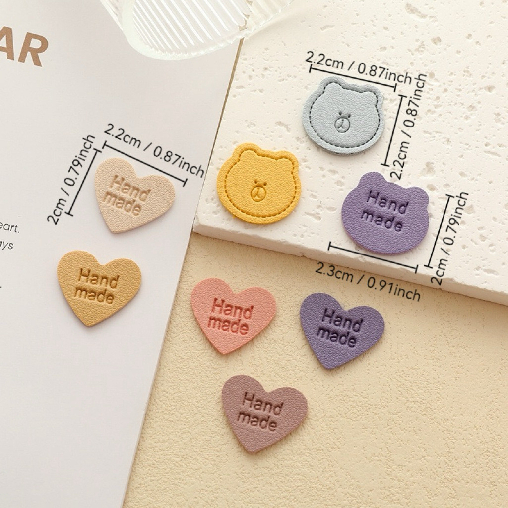 (แพ็ค 10 ชิ้น) ป้ายแฮนด์เมด รูปหัวใจ รูปหมี