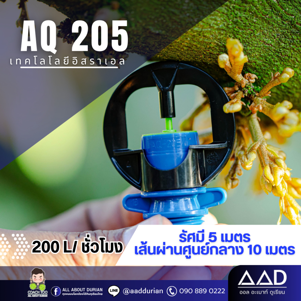 หัวสปริงเกอร์ AQ205 ปริมาณน้ำ 200 ลิตรต่อชั่วโมง 50 ชุด
