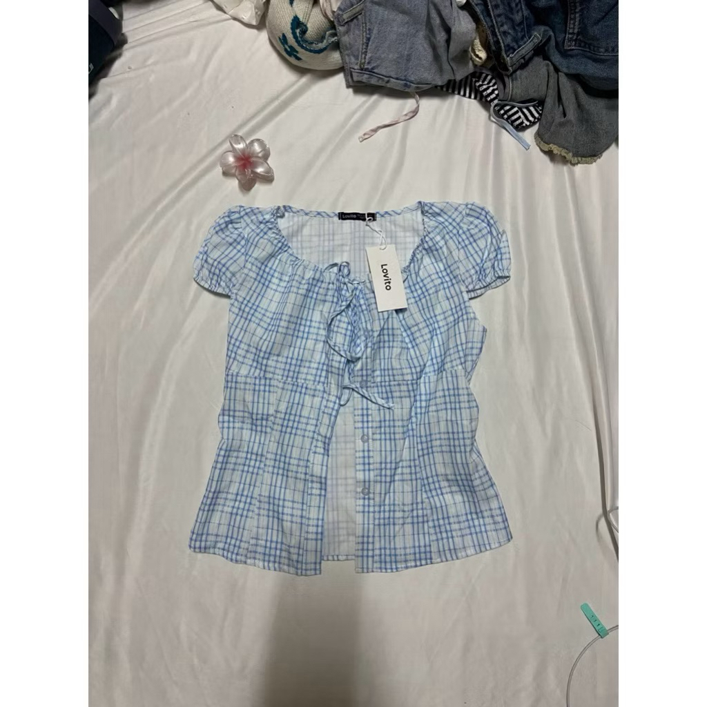 เสื้อ ริ้วฟ้า Lovito