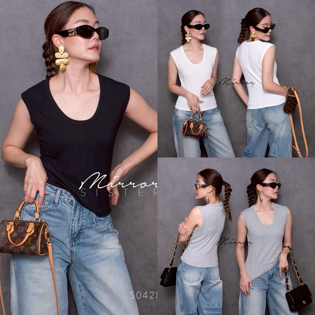 🔖Mirrorsister 50428.2 เสื้อแขนกุดคอU เนื้อนุ่ม ใส่ระบายอากาศดี เหมาะกับอากาศThailand เนื้อผ้ายืดมีte