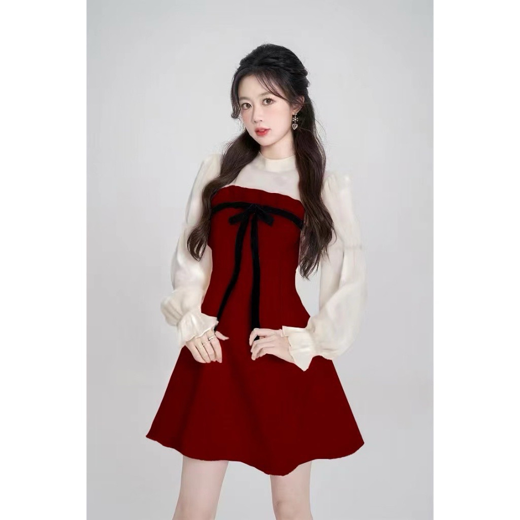 ของใหม่👗 Karlyn ชุดเดรสแขนยาว สีแดง size M