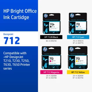 [ส่งด่วน] HP 712 / 712B Black/Tri-Color (ตลับหมึกสี/สีดำ) Original Ink Design Jet Ink Cartridge