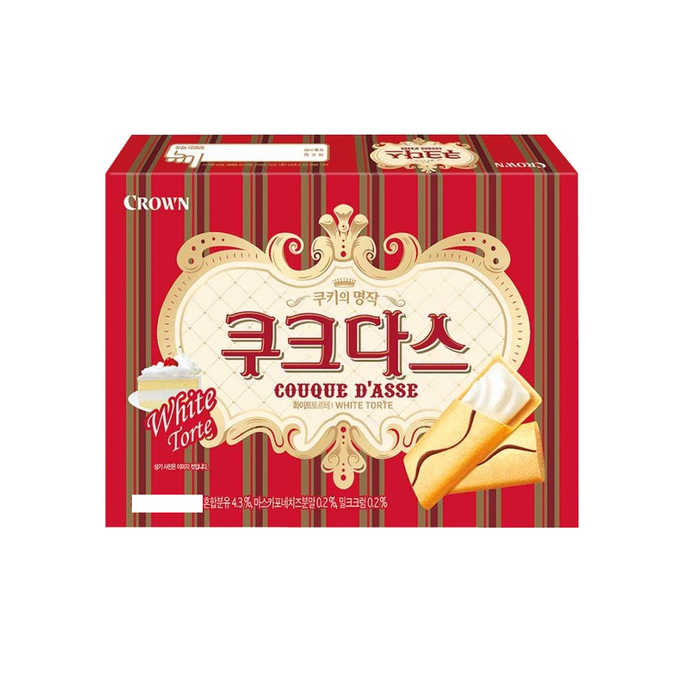 [ของแท้] 쿠크다스화이트 Crown COUQUE D'ASSE White Torte (บิสกิตนุ่มสอดไส้ครีม) 77g/128g