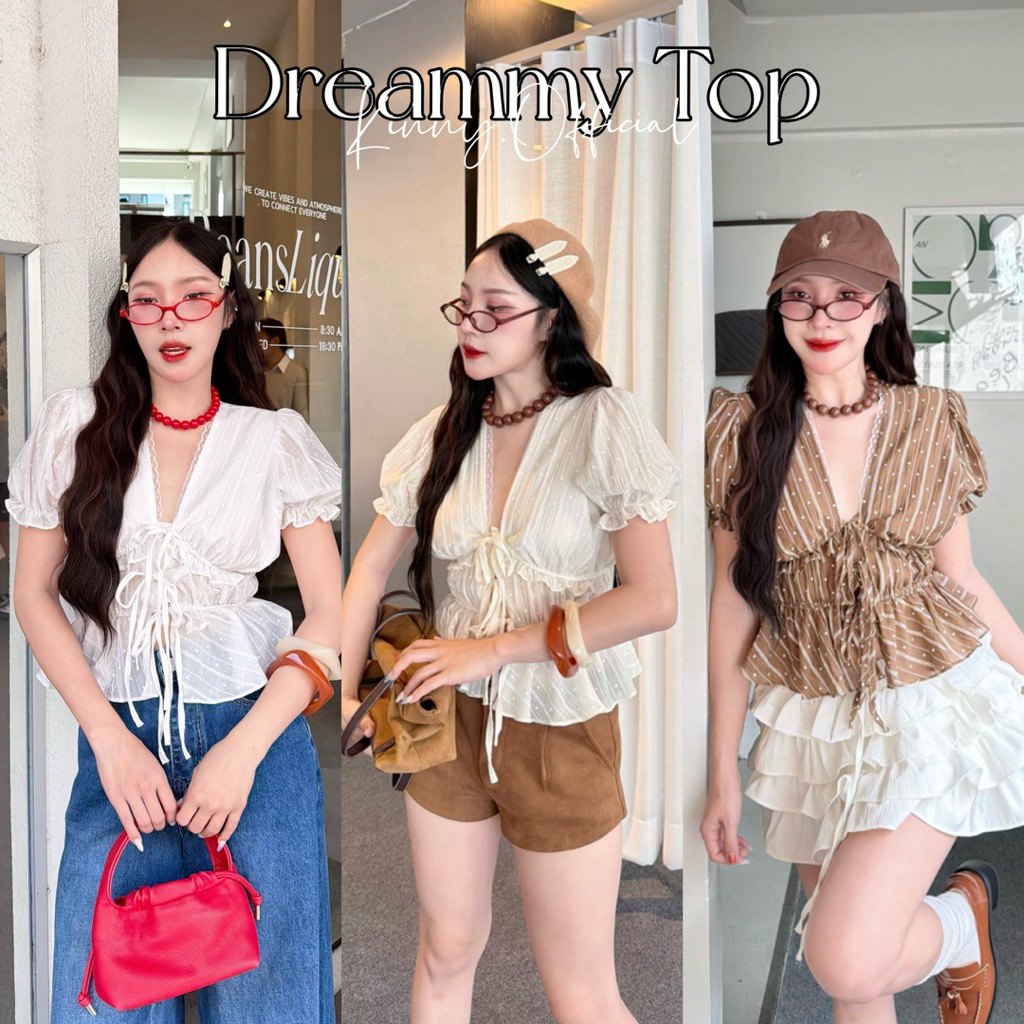 Dreammy Top เสื้อแขนตุ๊ดตาผู้หญิง ผูกโบว์หน้า
