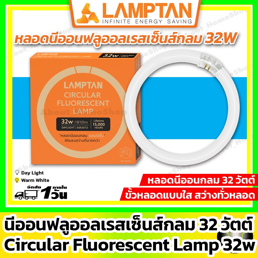 [ นีออนกลม ] LAMPTAN หลอดนีออน กลม 32w ( หลอดนีออนฟลูออเรสเซ็นส์ กลม 32 วัตต์ / Ø 21 cm / Day Light)