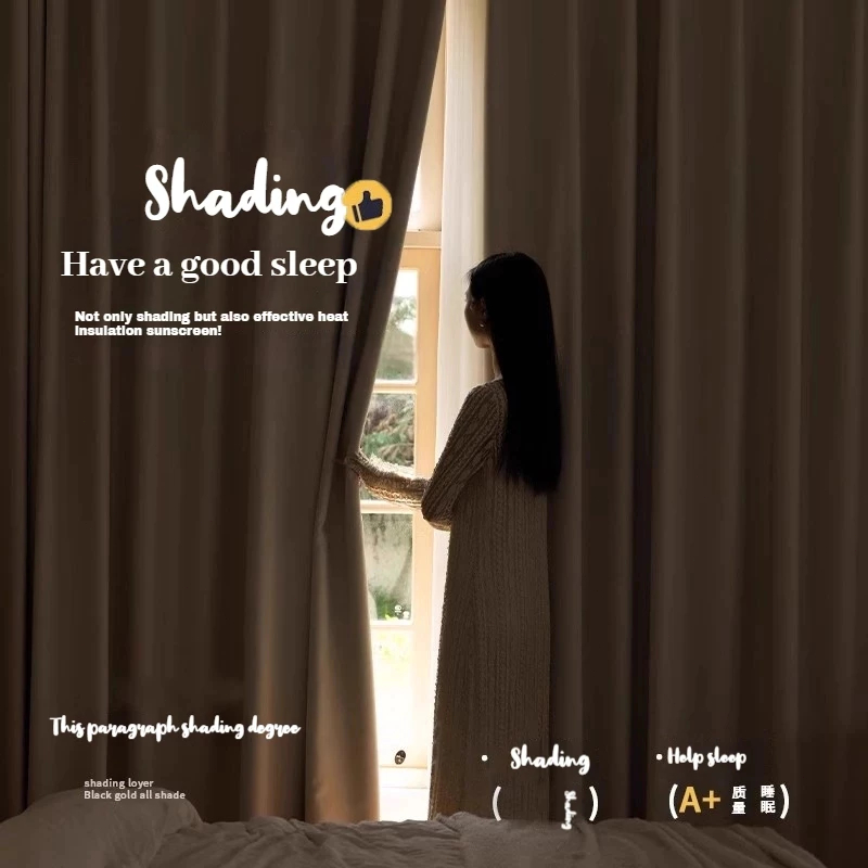 ผ้าม่าน ผ้าม่านจีบ ตะขอ ม่านตาไก่กันความร้อนและเสียง 99% ม่านประตู ฉากกั้นห้อง ผ้าหนา 3 ชั้น - รูปที่ 5