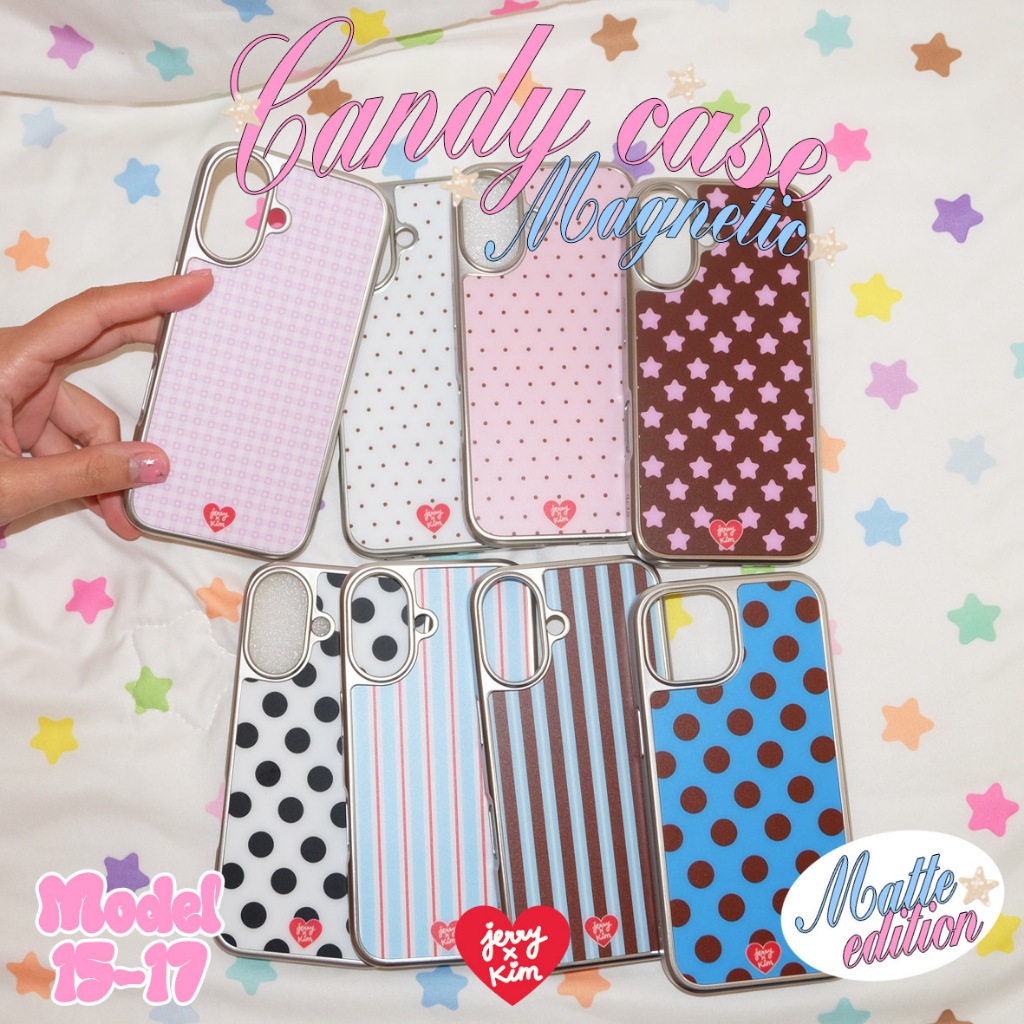 *เคสแม่เหล็กขอบเงินแบบด้าน รุ่น 15 เป็นต้นไป* Candy magnetic case 🧲 อ่านรายละเอียดก่อนสั่งซื้อค่ะ🩶Jerryxkimdotstick