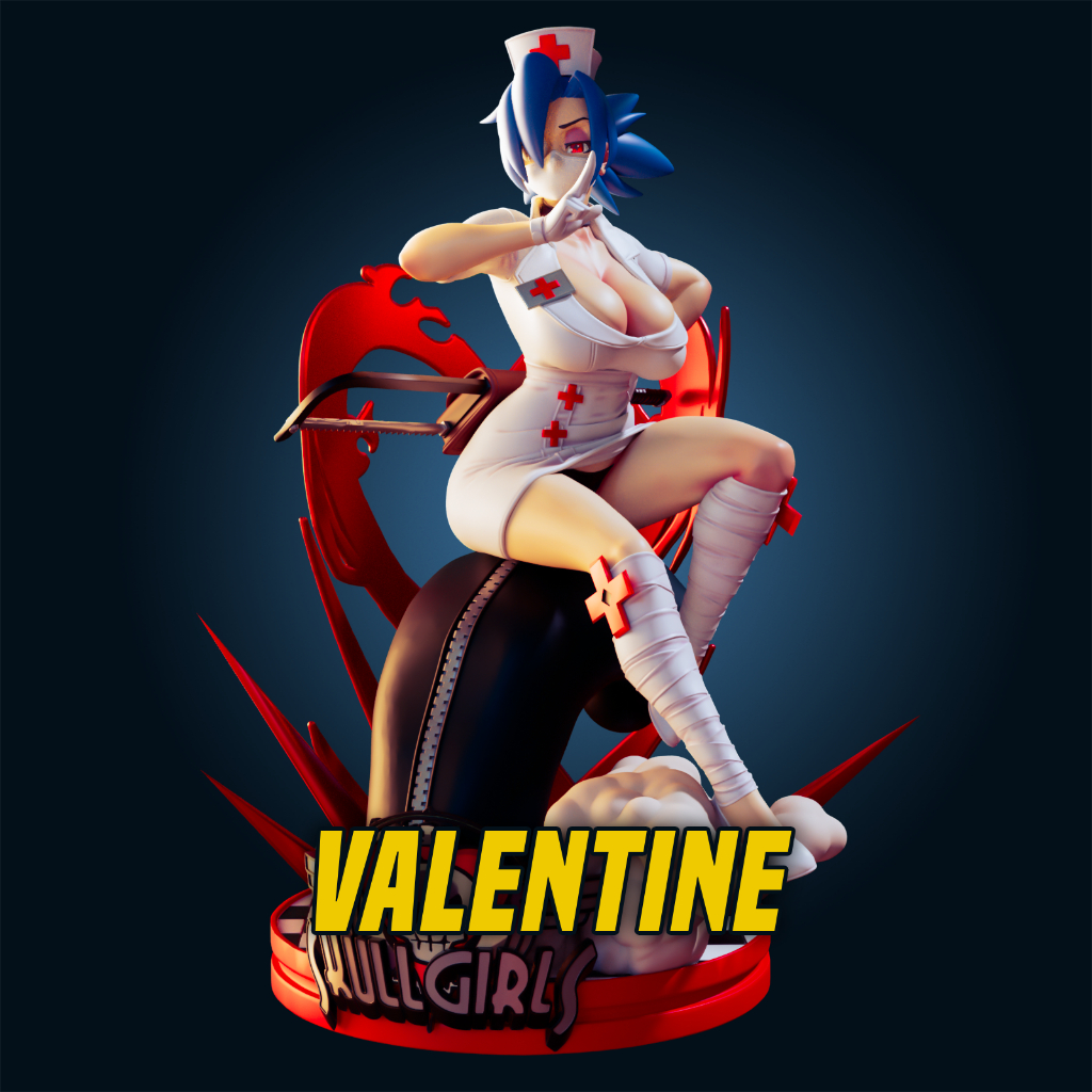 Valentine - Skullgirls โมเดลการ์ตูน ฟิกเกอร์ Resin 3D Printing Model 1/8–1/6 [โมเดลเรซิ่นไม่ทำสี]