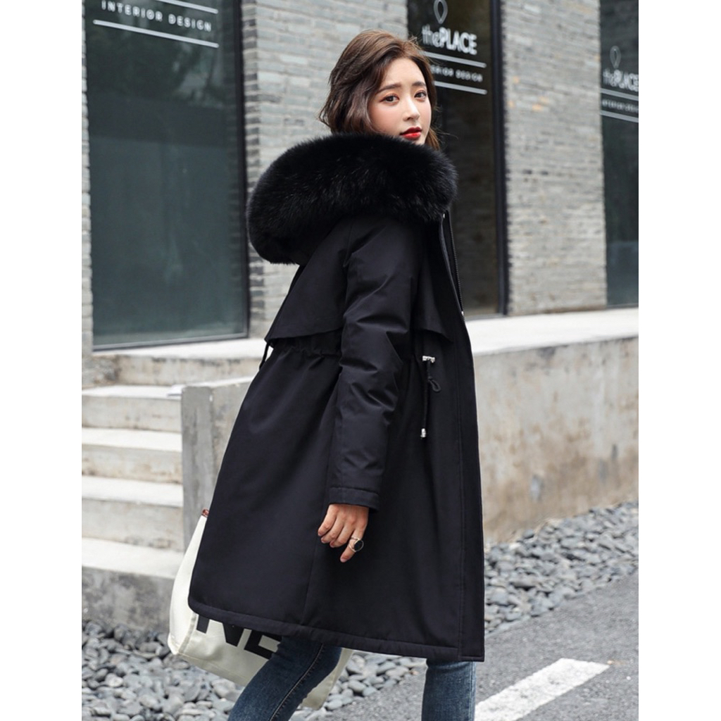 🇹🇭พร้อมส่ง🇹🇭 Co-04  เสื้อโค้ทกันหนาวบุขน ทรงยาว <Hoodie coat> - รูปที่ 5