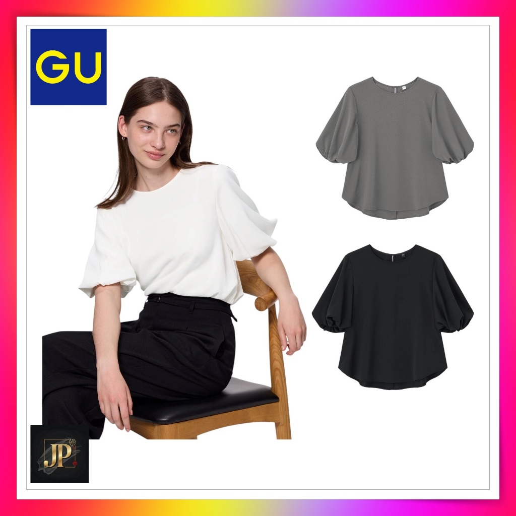เสื้อเบลาส์แขนบอลลูน (แขนสั้น) Z จาก GU【GU Bubble Sleeve Blouse (Half Sleeve) Z】