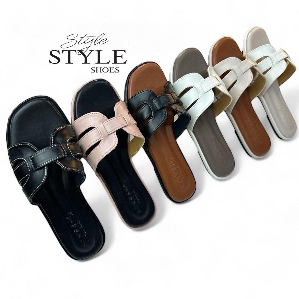 Style shoes รุ่น August รองเท้าแฟชั่นสวม ดีไซด์เรียบหรู สีทูโทนมาใหม่ เก็บหน้าเท้า ใส่แล้วดูเท้าเรียว *แนะนำเพิ่ม 1 ไซด์