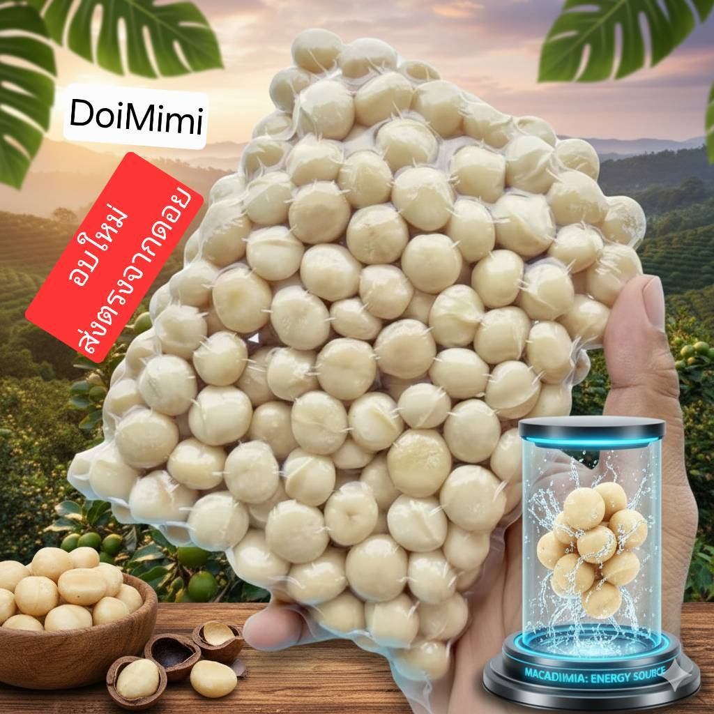 (อบใหม่) แมคคาเดเมียเมล็ดเต็ม ส่งตรงจากดอย ไทยแท้ อบพร้อมทาน macadamia อย่างดี (500 กรัม)