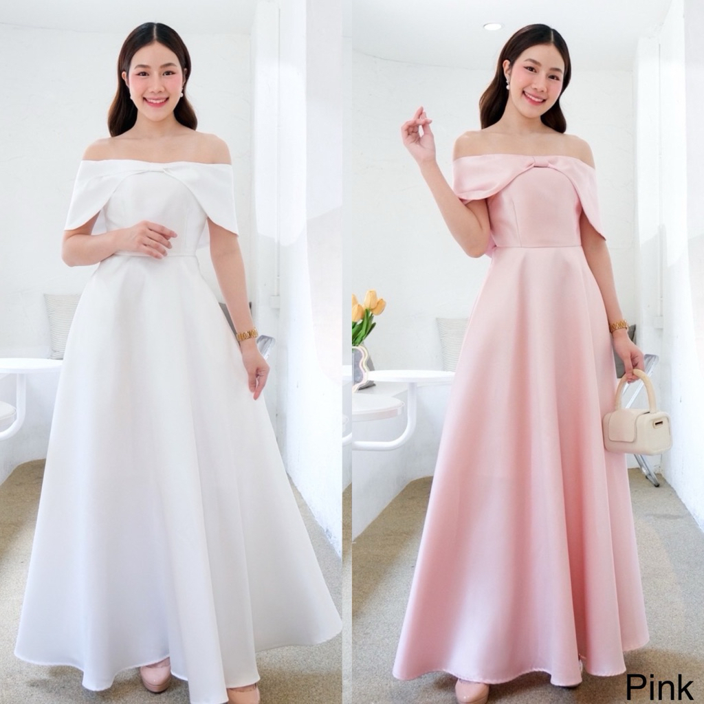 VO0263  สไตล์เจ้าสาวมินิมอล plus size ชุดไปงานแต่ง ชุดออกงาน เดรสเพื่อนเจ้าสาว [LUXURY707]