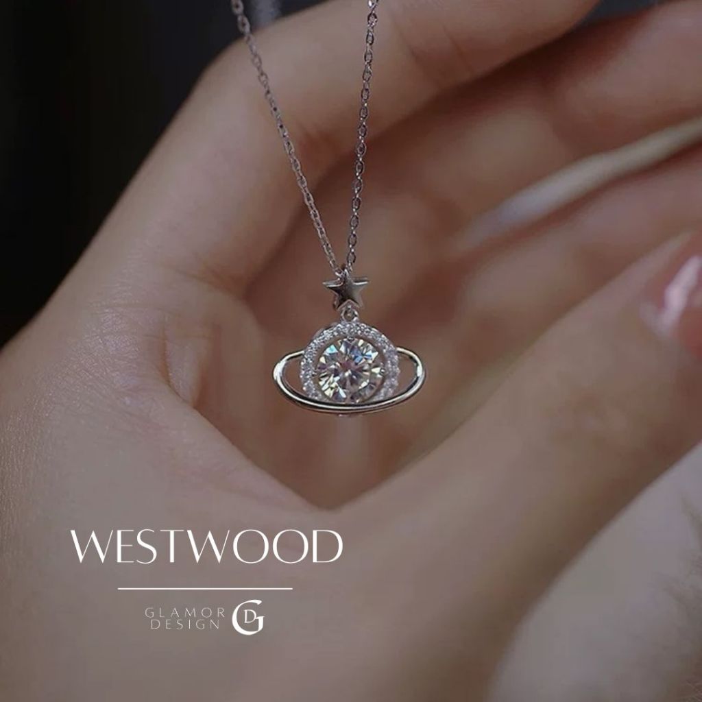 GLAMOR✨สร้อยเงิน Westwood จี้เงินแท้ สร้อยคอจักรวาลดาวเคราะห์ดวงดาว สร้อยคอแฟชั่น สร้อยเพชร