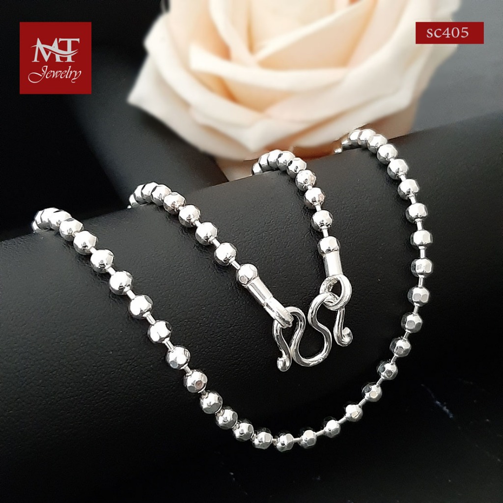 MT สร้อยคอเงินแท้ บอลตัด งานไทย หนา 4 มม ยาว 22 นิ้ว Silver Chain (sc405) MT Jewelry มณีธารา