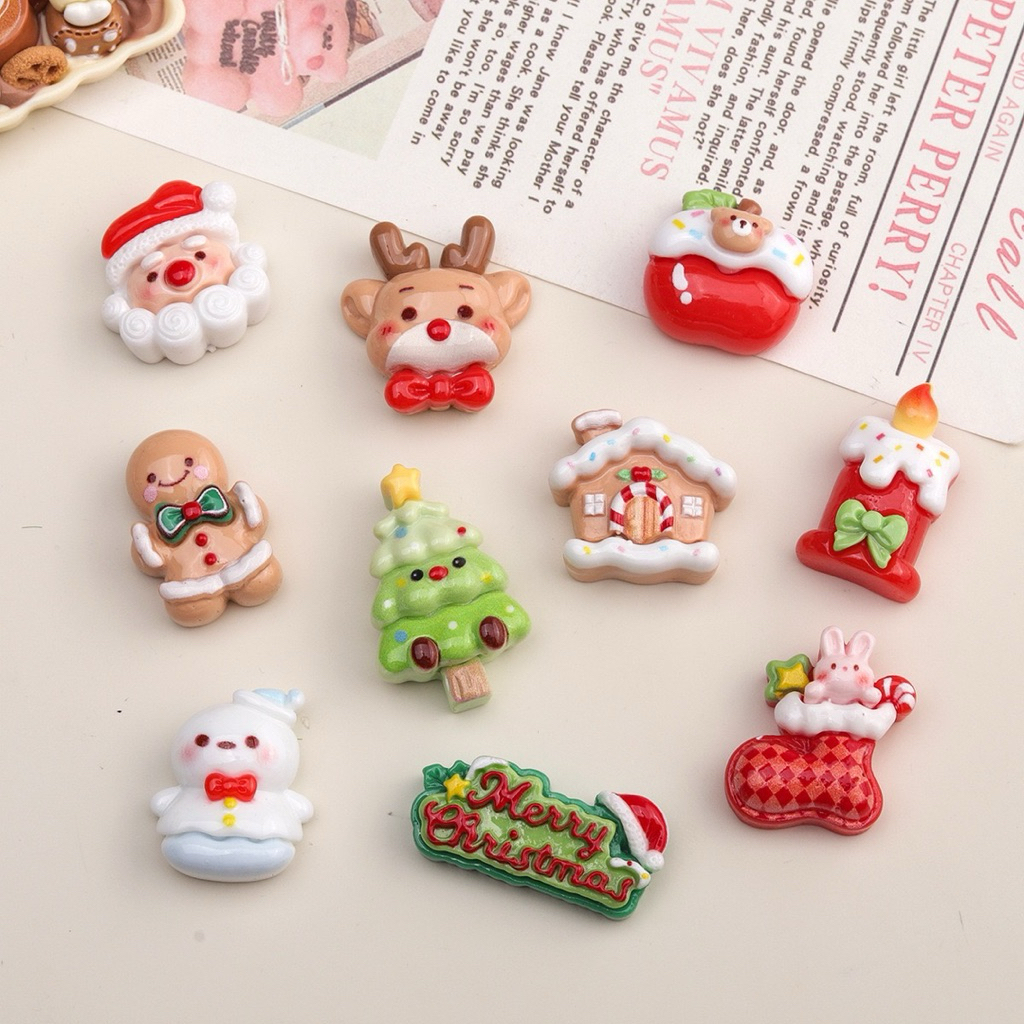 ตัวติดรองเท้า ส่งจากไทย 🎄 เซ็ทคริสมาสต์ ตัวหนา เทศกาลปีใหม่ 10 ชิ้น