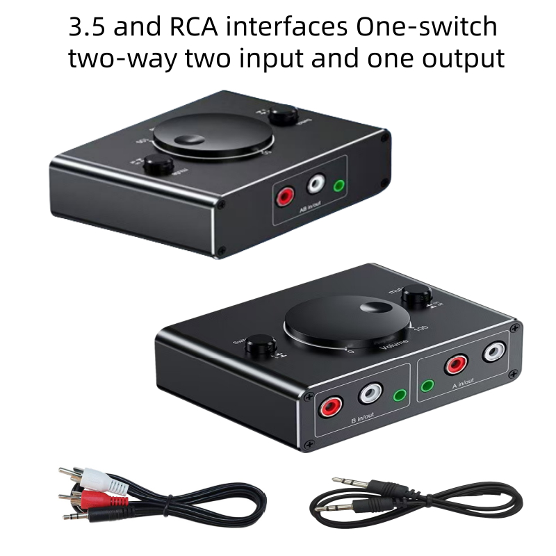 ตัวสลับสัญญาณเสียง ขนาด3.5mm ถึง 2 RCA สลับแบบทิศทาง 1 ใน 2 อินพุต หรือ 2 ใน 1 อินพุต ตัวแยกสัญญาณ