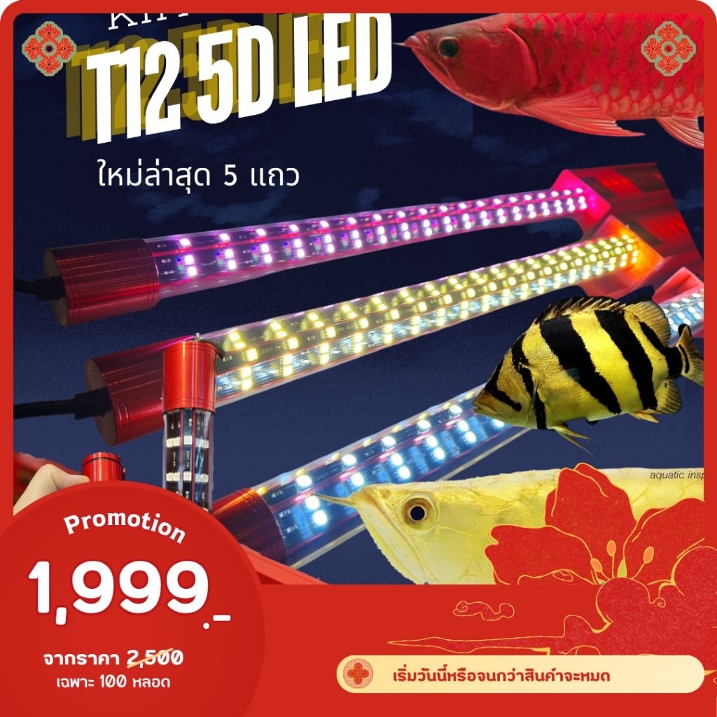 T12 LED 5D Kintons หลอดไฟ 5 แถว เทคโนโลยีจาก USA
