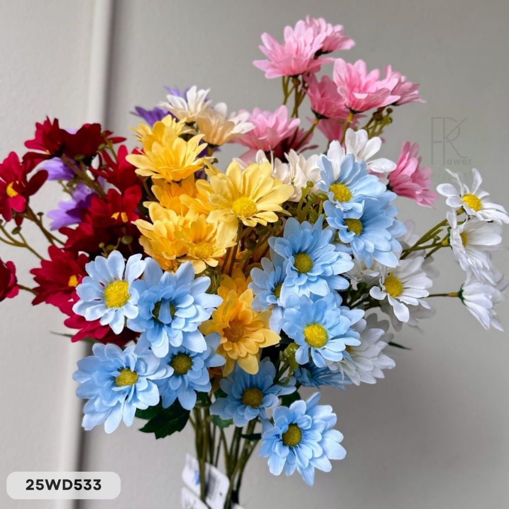 เดซี่ก้านยาว 3 กิ่ง 15 ดอก หน้าดอก 7 cm. สูง 63 cm. - รูปที่ 3