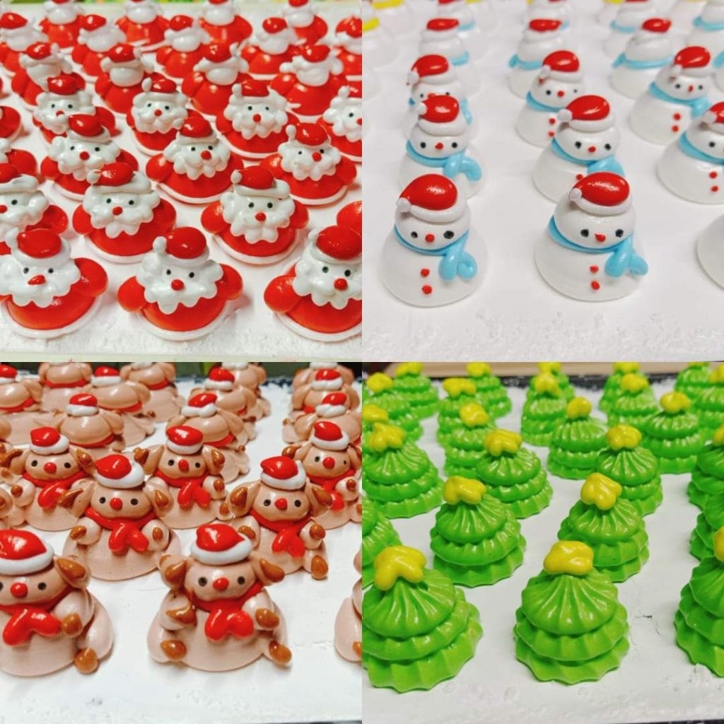 มาร์ชเมลโล่คริสต์มาสอบแห้งแต่งหน้าเค้กขนมและเครื่องดื่ม
