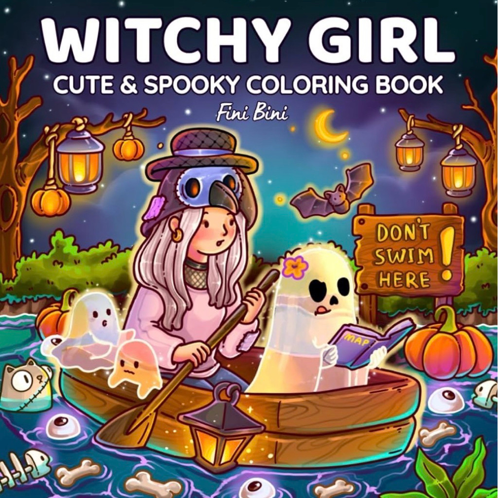 สมุดภาพระบายสีพร้อมส่ง Witchy girl  (สันห่วง) พร้อมส่งในไทย 🇹🇭