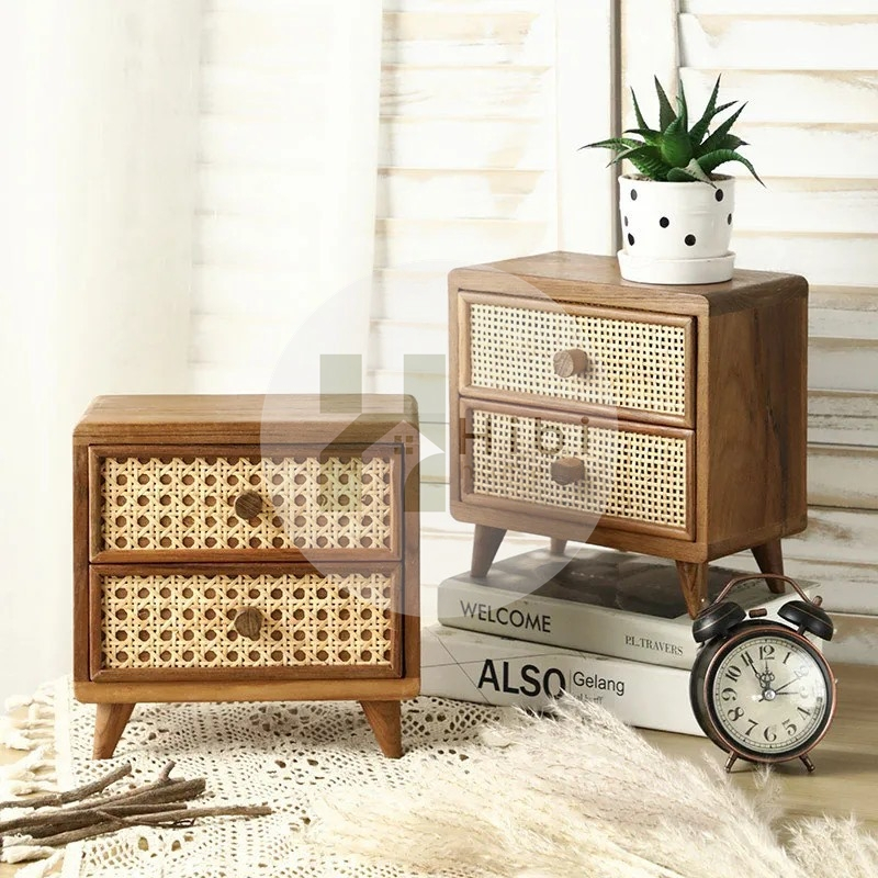 ตู้ลิ้นชักหวายเทียม 2 ชั้น ตู้ลิ้นชักไม้ 2 ชั้นสไตล์ญี่ปุ่น ดีไซน์มินิมอลผสมผสานงานหวายสาน เพิ่มความอบอุ่น - รูปที่ 7