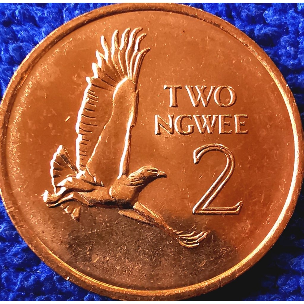 เหรียญ​ แซมเบีย​ Zambia​ 2 Ngwee​ ไม่ผ่าน​ใช้​ UNC, #​451