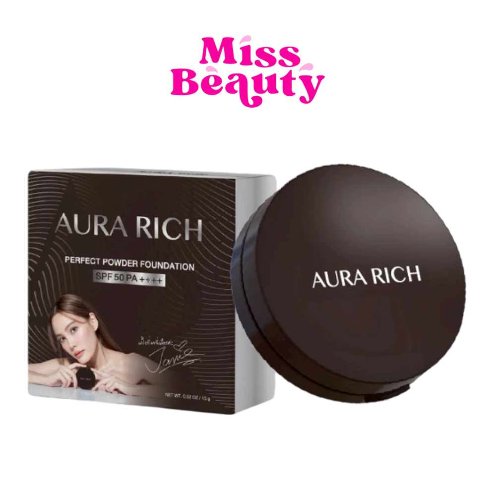 (ส่งฟรี)(ตลับ) Aura Rich Honey Golden Powder SPF 35 PA+++ ออร่า ริช ฮันนี่โกลด์ เฟช พาวเดอร์ 15 กรัม