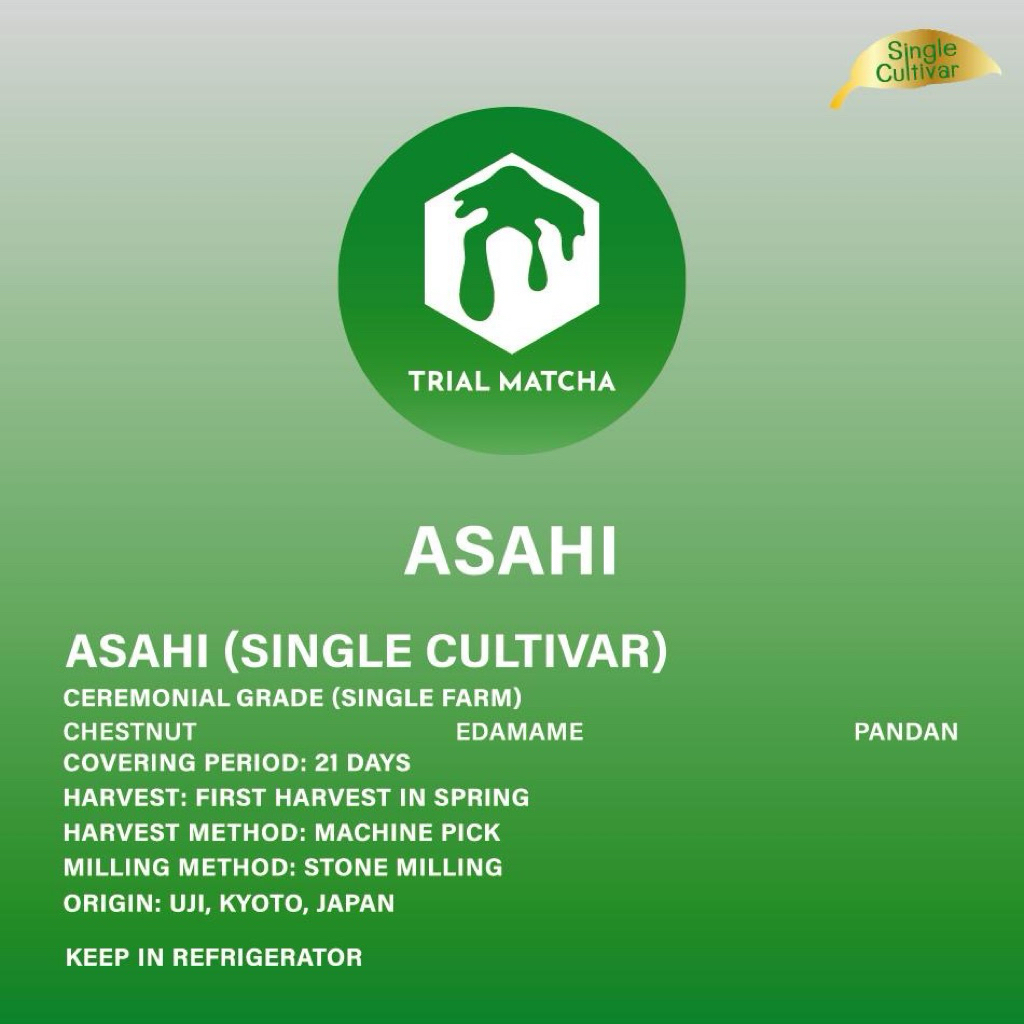 TRIAL MATCHA | ผงมัทฉะอุจิสายพันธุ์เดี่ยว Asahi Single cultivar