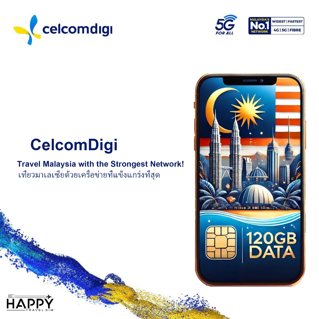 ซิมการ์ดมาเลเซีย, ซิมการ์ดท่องเที่ยวมาเลเซีย, ซิมการ์ด Celcom,Malaysia Sim Card, Malaysia Travel Sim
