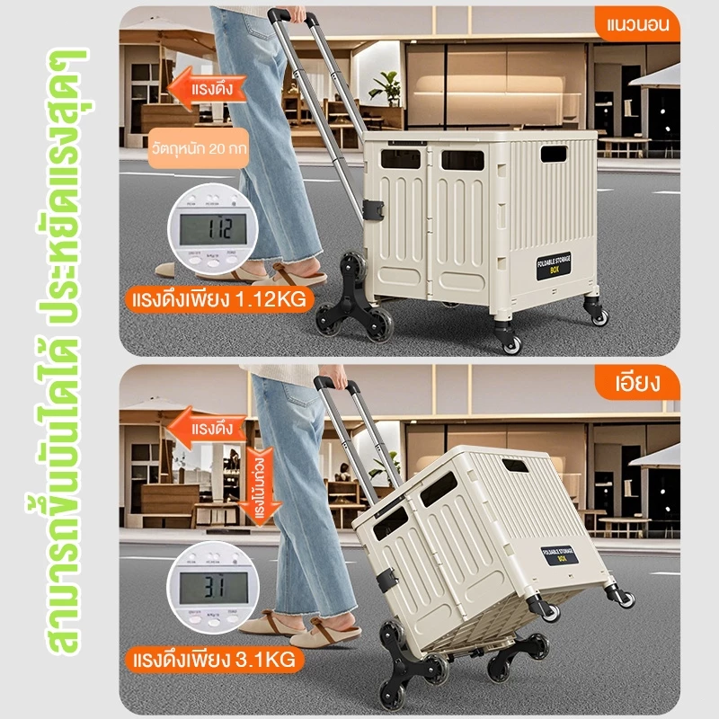 🚛 MULI รถเข็นพับได้ 40L/80Lรุ่นใหม่ พกพาสะดวก รับน้ำหนักได้ 70KG สำหรับช้อปปิ้ง แคมป์ปิ้ง และใช้งานในบ้าน thumbnail 3