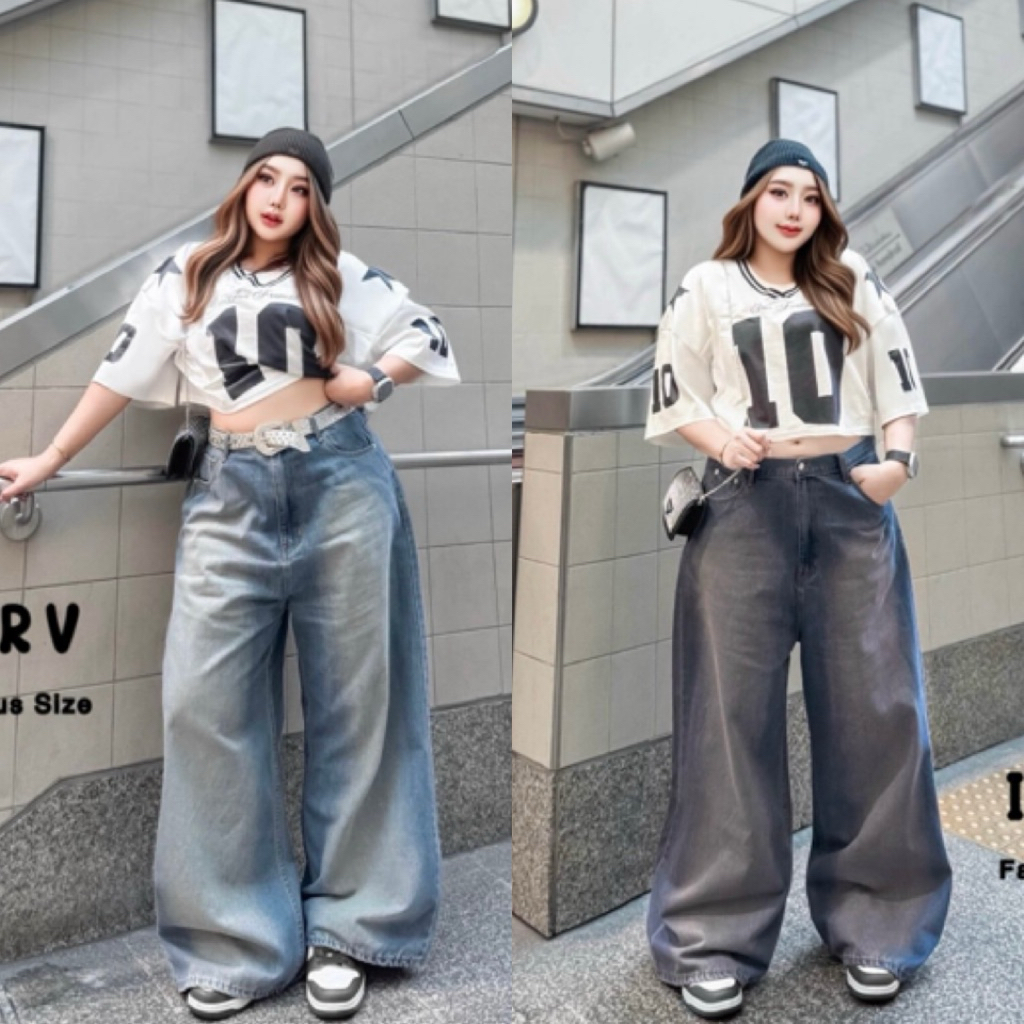 I.CURV JEANS กางเกง Baggy jeans งานแต่งเฟดหน้า- หลัง สไตล์สตรีทเท่ๆ🪡